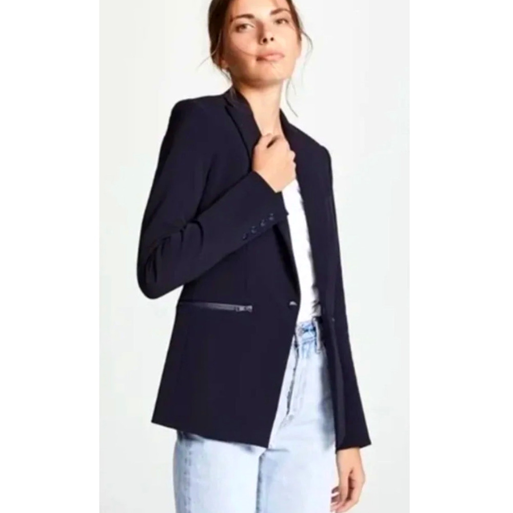 Veronica Beard 2 Navy Blue Iconic Scuba Dickey Jacket $645 Bi Stretch Blazer NWT